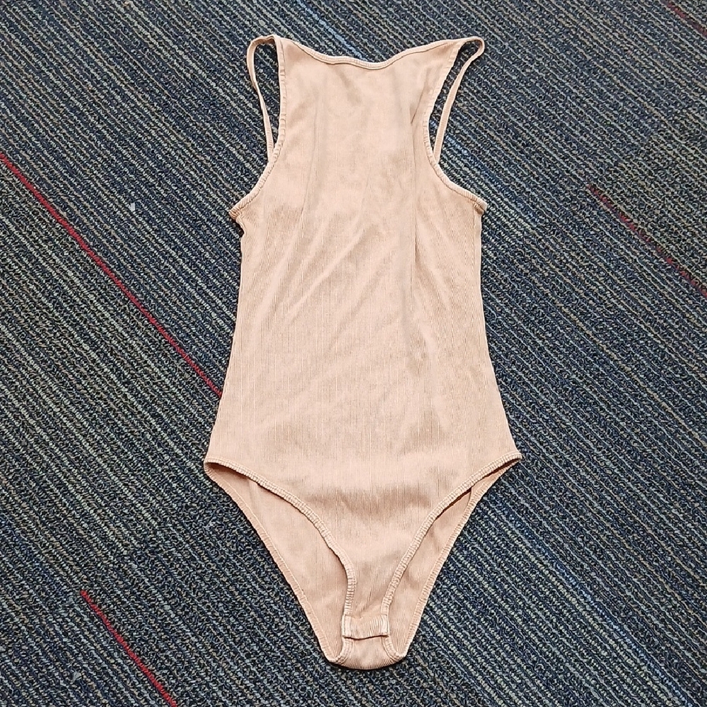 Zara Tan Ribbed Bodysuit Size Small - Picture 2 of 7
